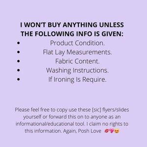 I Won’t Purchase Anything Unless the Following Information Is Given: